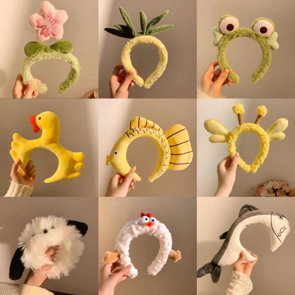 Cute Cartoon Animal Headband Set – Funny Frog & Pig Hair Clips for Kids Adults, Super Cute Hair Hoops for Face Wash, Party, Cosplay & Photo Prop